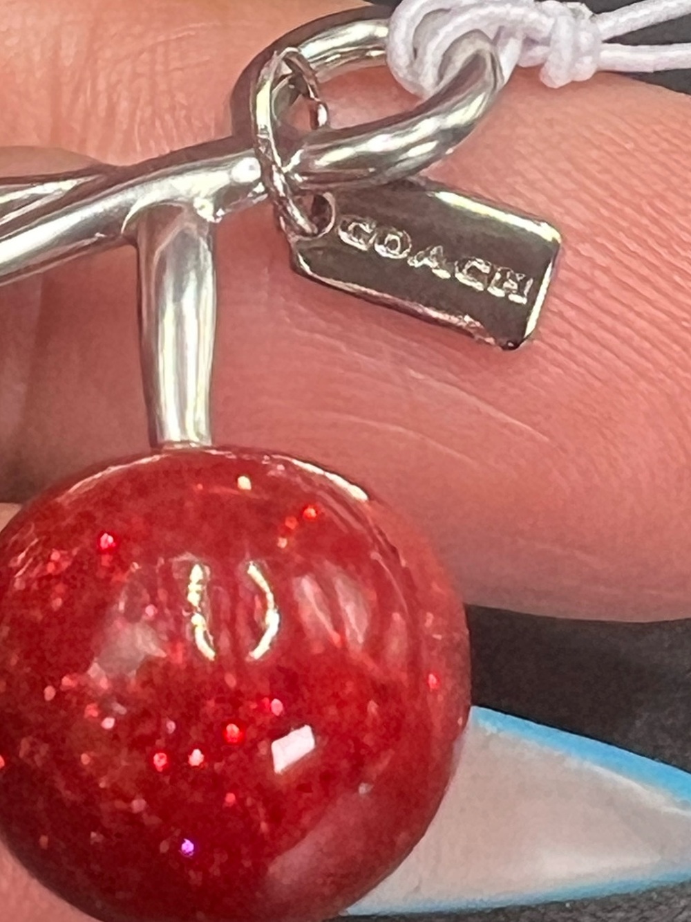 NWT COACH Small Glitter Cherry Shoe Charm CCQ36 Red & Silver. - Picture 3 of 7